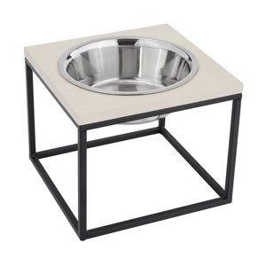 Sam's Pets Dan Single Wood and Stainless Steel Pet Bowl - 1 of 4