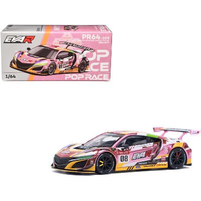 Honda NSX GT3 EVO22 #08 Pink with Graphics "EVA RT Production Model Custom Type-08" 1/64 Die Cast Model Car by Pop Race