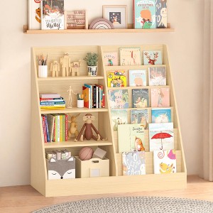 Sapphtopaz Wooden 4-Tier Bookshelf for Kids Book Display Shelves Toddler Ladder Book Storage Organizer for Nursery, Classrooms, Playrooms - 1 of 4