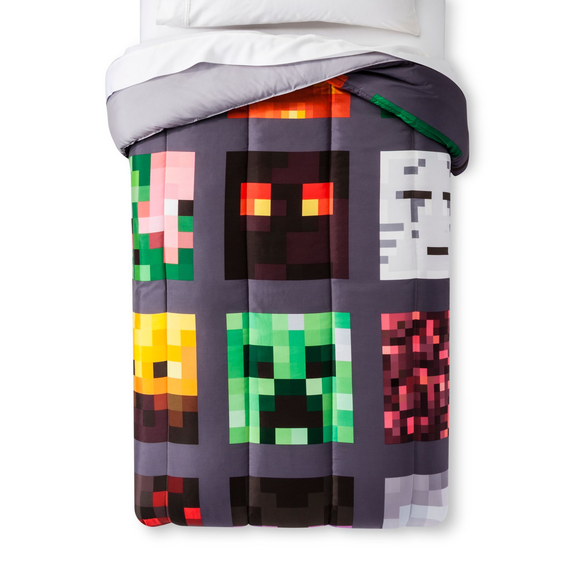 Minecraft Full Good vs Evil Reversible Kids' Comforter Gray