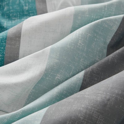 Aqua and Grey Reversible Microfiber Full Bedding Set