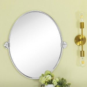 TEHOME Luecinda Pivot Oval Metal Framed Wall Mounted Bathroom Vanity Mirror - 1 of 4