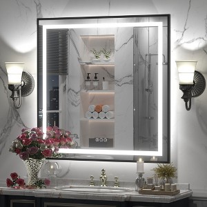 Apmir Super Bright Front & Back LED Lighted Anti-Fog Aluminum Alloy Framed Tempered Glass Bathroom/Vanity Mirror with ETL & 3-Year Warranty - 1 of 4