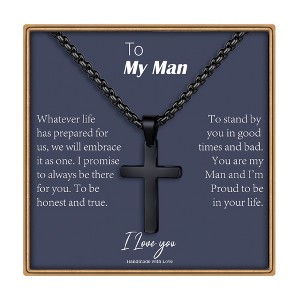 Turandoss Cross Necklace for Men Boys, Gold Silver Black Cross Pendant Necklace, Fathers Day Gifts for Men Boys Husband, Birthday Gifts for Son, 20In - 1 of 4