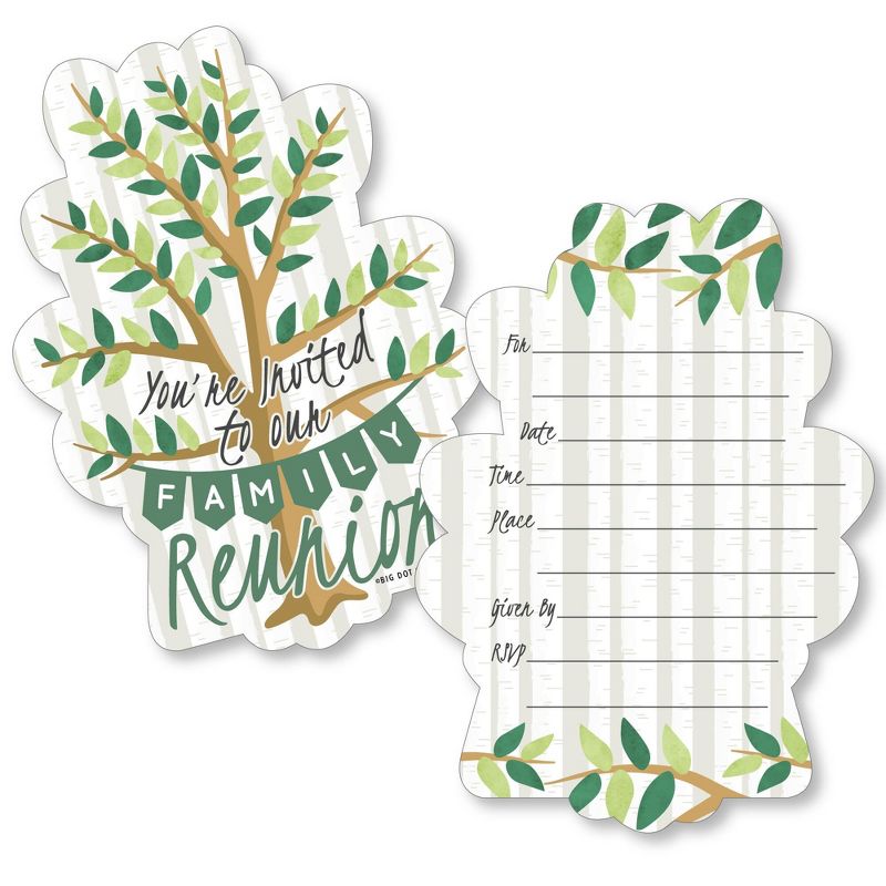 Big Dot of Happiness Family Tree Reunion - Shaped Fill-in Invitations - Family Gathering Party Invitation Cards with Envelopes - Set of 12, 1 of 8