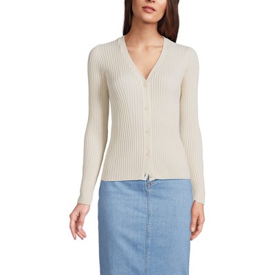 Lands' End Women's Fine Gauge Cotton Cardigan Sweater