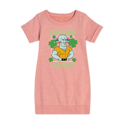 - SpongeBob Squarepants - Charmed I'm Sure Graphic Short Sleeve Fleece Dress