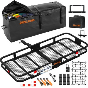 Mockins Cargo Carrier Hitch Mount Basket 60"x20"x6" Basket, 16 Cubic-ft Bag, Black - 1 of 4