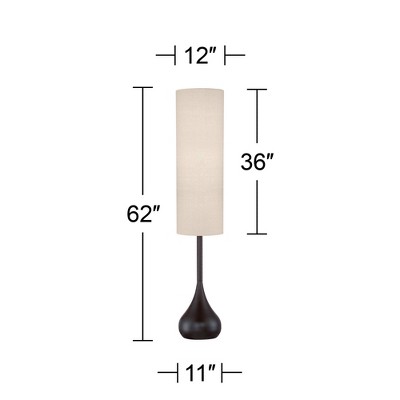 Bronze Mid-Century Modern Floor Lamp with Beige Shade