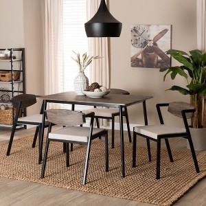 Baxton Studio Revelin Industrial Beige Fabric and Metal 5-Piece Dining Set - 1 of 4