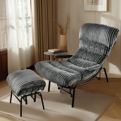 XIZZI Modern Rocking Chair with Ottoman, 6" Plush Cushion - 8 Colors (Brown, White, Gray, etc.) | Polyester & Iron | Space-Saving Design
