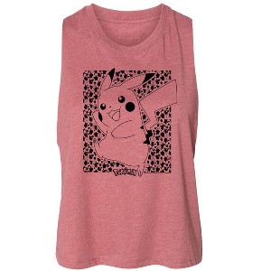 Women's Pokémon Pikachu Pattern Graphic Racerback Tank - Heather Mauve - Small - 1 of 3