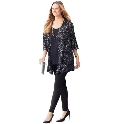 Catherines Women's Plus Size Black Label Metallic Cardigan