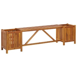 vidaXL Patio Bench with 2 Planters 59.1"x11.8"x15.7" Solid Acacia Wood - 1 of 4