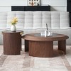35.43inch  Round Nesting Coffee Table Set 2, Modern Round Coffee Table, Walnut & Temper Glass Surface for Living Room/Farmhouse/Office/Studio - 3 of 4