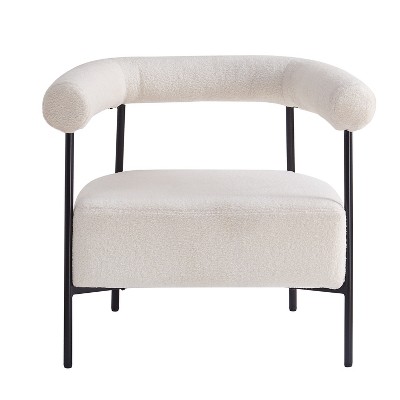 Christopher Knight Home Oliver Modern Boucle Upholstered Curved Accent Chair with Metal Frame, White