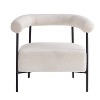 Airsurfer Modern Boucle Fabric Upholstered Accent Chair, Curved Armchair with Black Metal Frame, White - 4 of 4