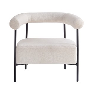 Christopher Knight Home Oliver Modern Boucle Upholstered Curved Accent Chair with Metal Frame, White - 1 of 4