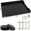 Attop Coffee Table Tray Set - Large Ottoman Tray with Handles Wood Serving Tray (2 Sets) with 4 Round Coasters Black - 3 of 4