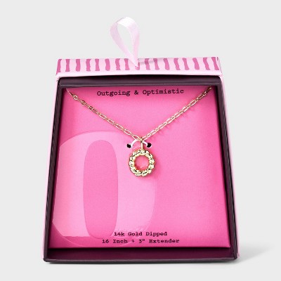 14K Gold Dipped Twisted Bubble Initial Necklace - A New Day™ Gold
