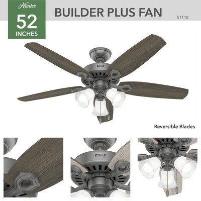 Matte Silver 52" Ceiling Fan with LED Light Kit and Reversible Blades