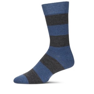 Memoi Men's Rugby Striped Luxuriously Soft Cashmere Blend Crew Socks - 1 of 4