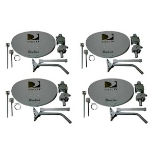 Lot 4 Slimline DirecTV DTV Dish Antennas KA/KU HD MPEG4 W/Monopoles - 1 of 4