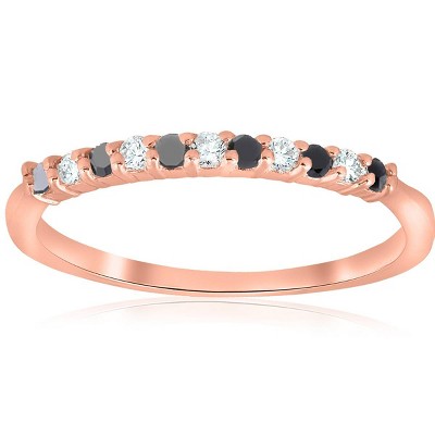 Pompeii3 1/4ct Treated Black & White Diamond Ring 14K Rose Gold