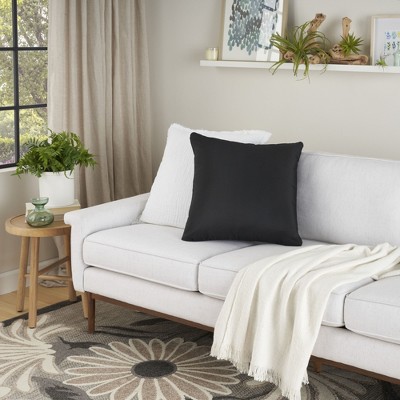 Mina Victory Black Reversible 20" Square Outdoor Throw Pillow