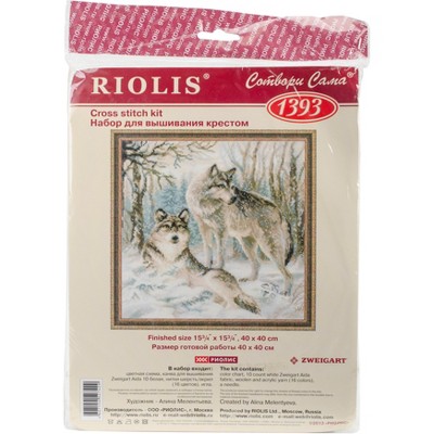 RIOLIS Counted Cross Stitch Kit 15.75"X15.75"-Pair Of Wolves (10 Count)