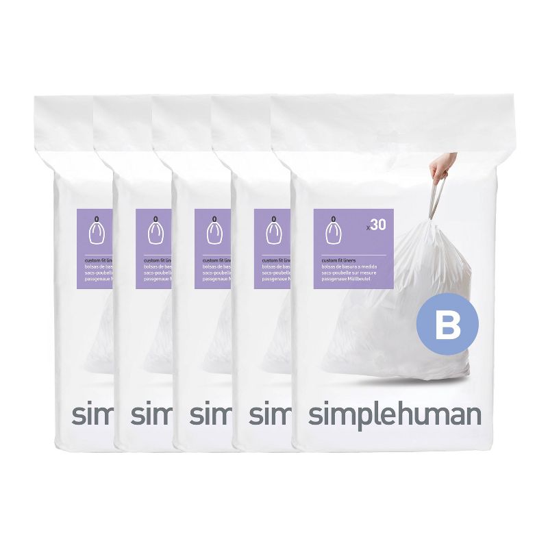 simplehuman 6L Code B Custom Fit Trash Can Liner White, 1 of 5