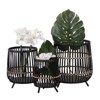 VisioGear Planters, 3PCS Round Planter Bamboo Footed Planters, Plant Pots for Hall, Living Room, Black, 17"*17"*19" - 2 of 4