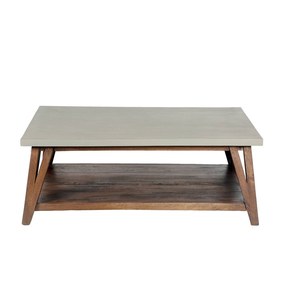 Brookside Coffee Table Concrete Coated Top and Wood Light - Alaterre Furniture - thumbnail 8
