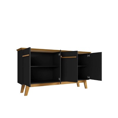 Yonkers 63" Black and Cinnamon Mid-Century Modern Sideboard