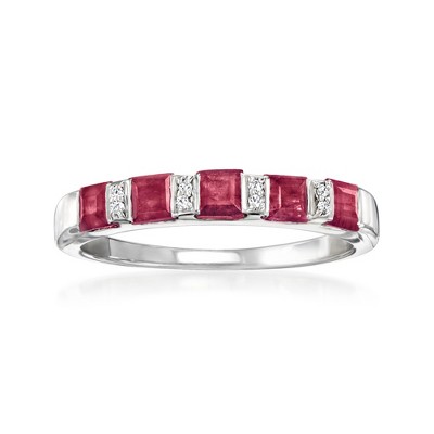 Ross-Simons 1.50 ct. t.w. Ruby Ring With Diamonds in Sterling Silver