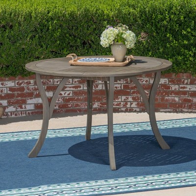 47 Inch Dining Table, Kitchen Table Round Dining Table, Patio Dining Table, Sturdy Acacia Wood Dining Room Table With Curved Support Legs