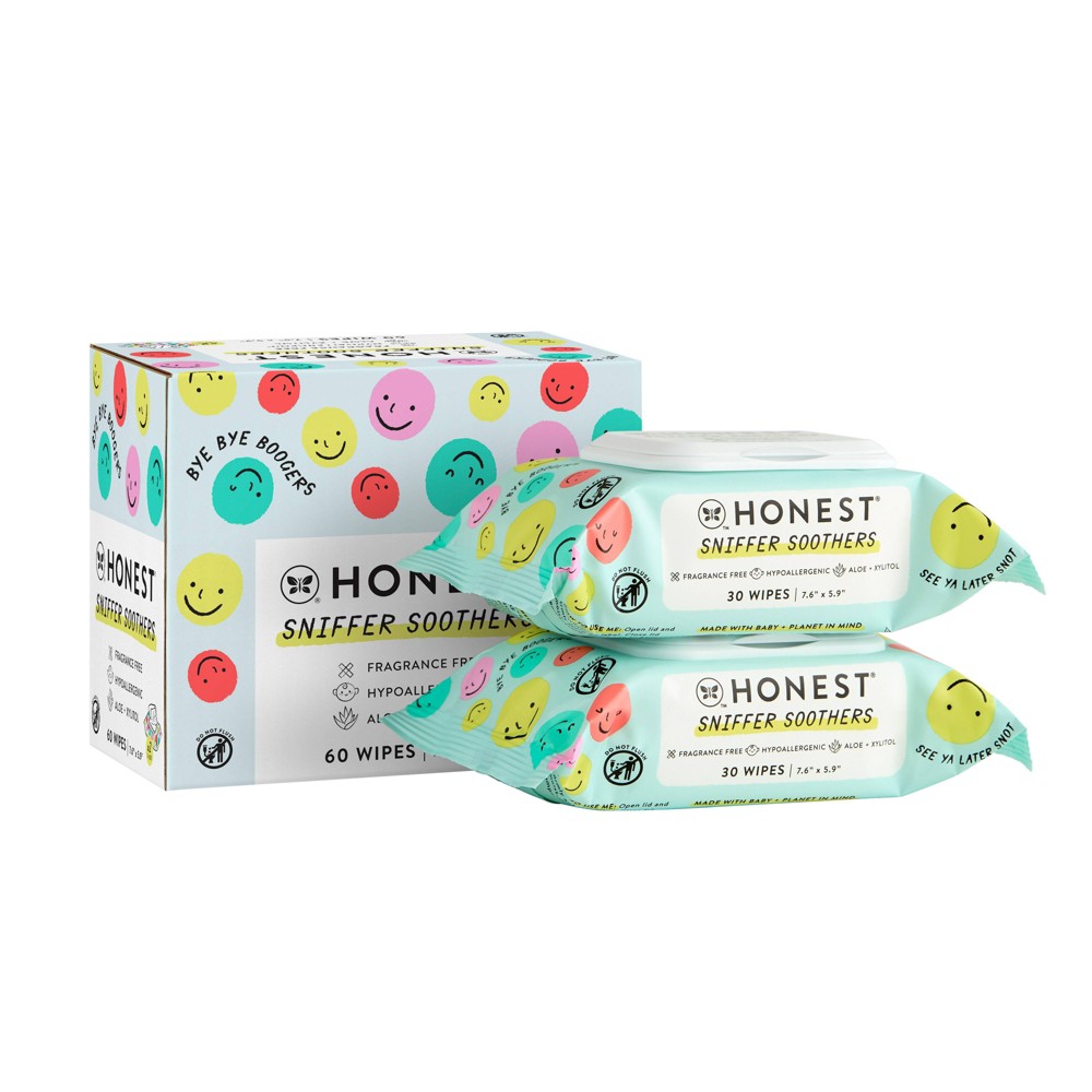 Photos - Baby Hygiene The Honest Company Sniffer Soothers Nose and Face Wipes - 60ct