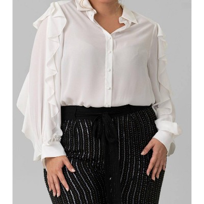 Women's Ruffled Sleeve Top - mat fashion