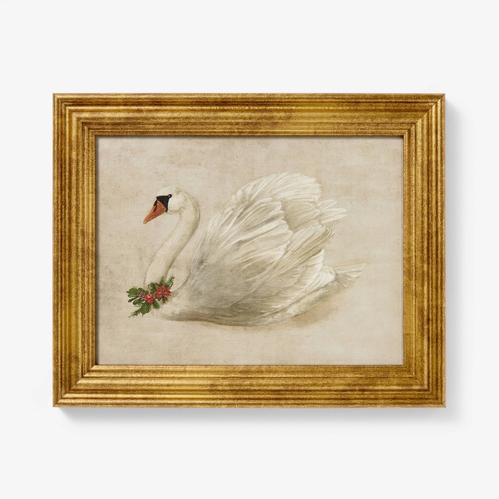 Photos - Other Decoration 10"x8" Swan Framed Wall Art - Threshold™ designed with Studio McGee