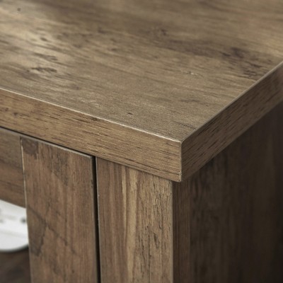 Modern Gray Wash TV Stand with Open Shelves and Cabinets