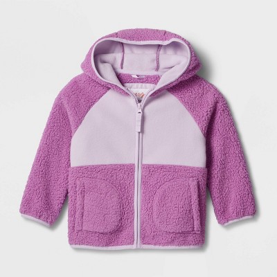 Image of Baby Long Sleeve Fleece Jacket - Cat & Jack™ Purple 12M