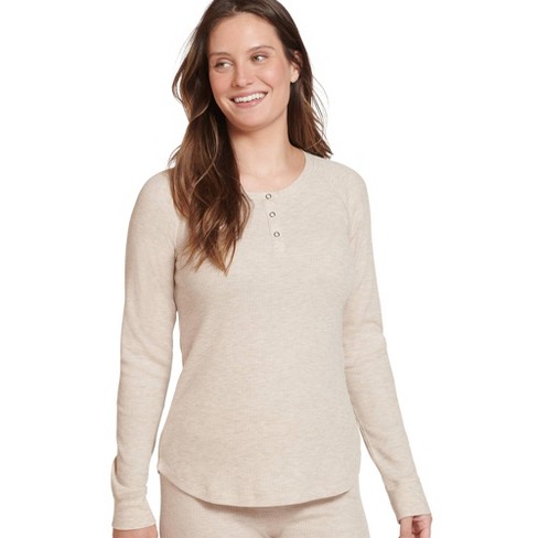 Jockey Women's Long Sleeve Waffle Henley Xl Oatmeal : Target