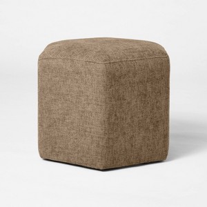 Hex Upholstered Ottoman Tan - Threshold™ designed with Studio McGee - 1 of 4