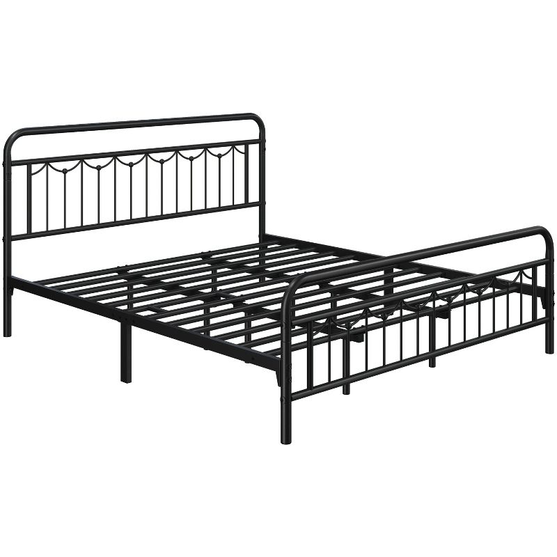Yaheetech Metal Platform Bed Frame with Vintage Headboard and Footboard, 1 of 8