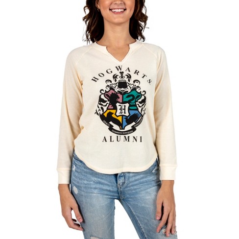 Harry Potter Alumni Juniors Natural Long Sleeve Thermal Henley Shirt Target