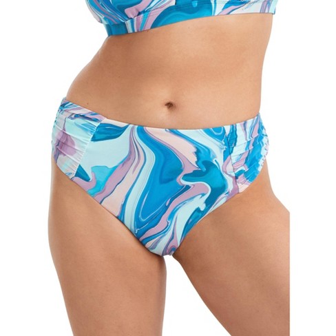 Birdsong Women's Tide Pool Ruched High-waist Bikini Bottom