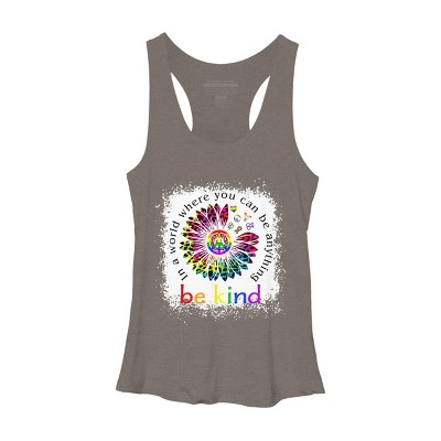Adult Design By Humans You Can Be Anything, Be Kind Flower Pride By Avocato Racerback Tank Top