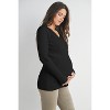 Hello Miz Women's Ribbed Knit V Neck Long Sleeve Maternity Sweater Top - 3 of 4