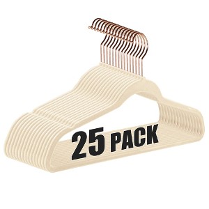 VECELO 25/30/50/60/100 pk Velvet Clothes Hangers Non Slip & Space-Saving Clothes Hangers with Finger Clips & Tie Rack 9 Color - 1 of 4