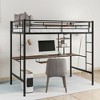 ALEXOUN Twin Size Loft Bed with Desk,Metal Loft Bed with Storage Shelves,Heavy Duty Loft Bed Twin Size with 2 Ladders,for Kids Teens Adults,Black - 2 of 4